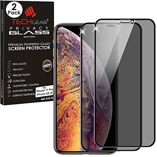 Image of TECHGEAR [2 Pack Anti Spy Screen Protector for iPhone 11 Pro, iPhone XS/X - PRIVACY 3D GLASS Edition Genuine Tempered Glass Full Screen Protector Compatible with Apple iPhone 11 Pro, iPhone XS & X