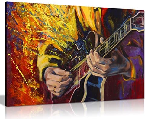 Image of Painting of Guitar Music Contemporary Canvas Wall Art Picture Print (36x24)