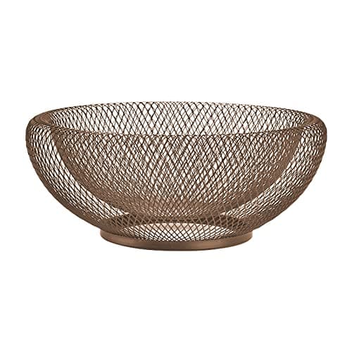 Image of EACHPT Metal Mesh Fruit Basket, Round Gold Retro Hollow Out Iron, Snack Storage, Iron Fruit Holder, for Kitchen Counters