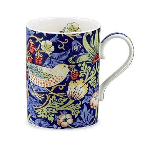 Image of Royal Worcester x Morris & Co. Coffe Mug - Strawberry Thief Indigo Design, Fine China Mug with Handle, Microwave & Dishwasher Safe, Suitable for Hot Drinks