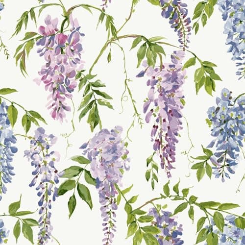 Image of World of Wallpaper Wisteria Tree and Flowers Hand Painted Smooth Wallpaper for Living Room, Bedroom, Hallways, Feature Walls - Lilac (203601)