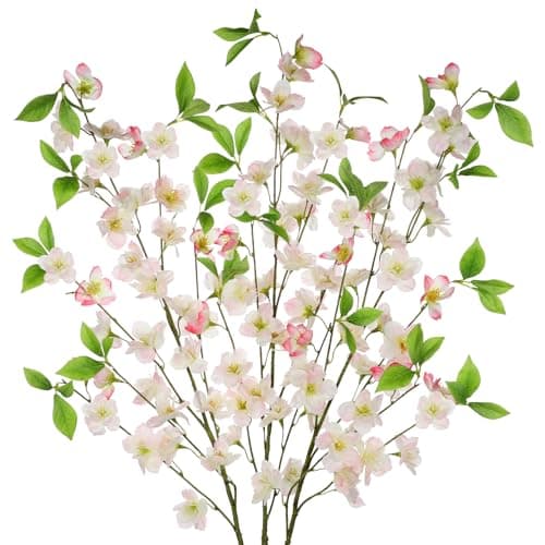 Image of 3 Pcs Pink Cherry Blossom Branches 39.4" Silk Flowers with Stems Long Stem Artificial Flowers for Spring Summer Indoor Decoration Faux Flower for Vase Arrangements Table Centerpiece Wedding Decor