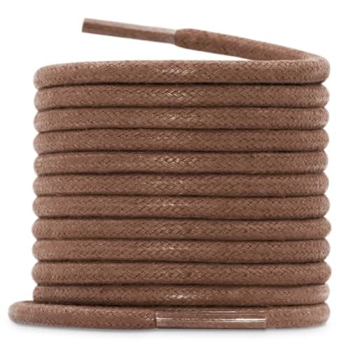 Image of WEGOODZF Round Waxed Cotton Shoelaces: 3.5mm Thick 60CM Long Light Brown Wax Shoe Laces Multi Coloured Replacement Shoelace 2 Pairs for Men Women Kids
