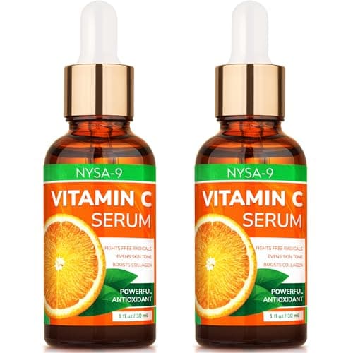 Image of Vitamin C Serum - 2 Pack, 1 oz / 30 ml - Powerful Antioxidant for Skin Brightening & Hydrating - Anti-Aging Face Serum for Dark Spots & Wrinkles - Hypoallergenic & Cruelty-Free Skincare - by Nysa-9
