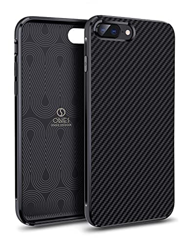 Image of ONES Thin Case for iPhone 8 Plus / 7 Plus,Carbon Fiber Pattern Cover Shockproof Protective Phone Case with Minimalist Design and Scratch Resistant Fingerprint Prevention,Black
