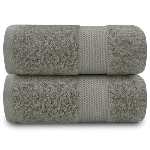 Image of GC GAVENO CAVAILIA Pack of 2 Large Jumbo Bath Sheet 100x180cm - 700 GSM 100% Egyptian Cotton Quick Dry & Highly Absorbent Bath Towels – Soft Plush Towel for Home, Spa & Hotel – Charcoal