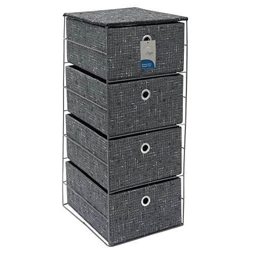 Image of JVL Shadow 4 Drawer Wide Fabric Storage Tower