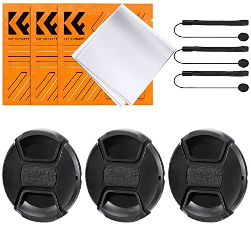 Image of K&F Concept 40.5mm Lens Cap 3 Pack Snap-on Front Camera Lens Cover + Elastic Lens Cap Keeper + 3 Cleaning Cloth compatible with Canon Sony