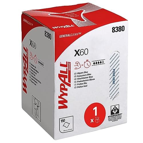 Image of WypAll X60 General Clean Cloths 8380 - Blue Centrefeed Roll Cleaning Cloths - 1 Centrefeed Roll x 150 Blue Industrial Wipers