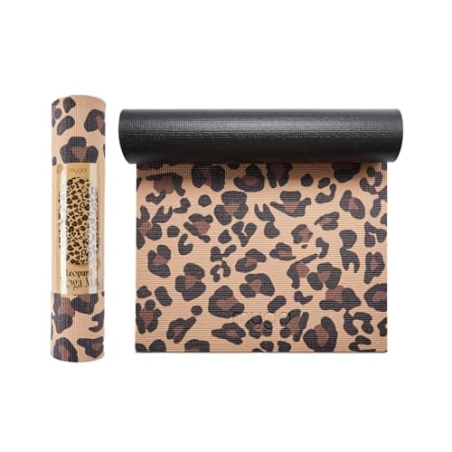 Image of Myga 6mm Printed Yoga Mat - Non-Slip Exercise Mat for Men & Women - Thick & Comfortable for Yoga, Pilates & Meditation - Lightweight & Durable for Home, Gym & Travel - 173cm x 61cm (Leopard)