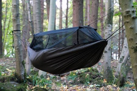 Image of DD Hammocks Frontline Hammock - Lightweight Jungle Hammock with Mosquito Net for Bushcraft Adventure and Solo Camps Coyote Brown