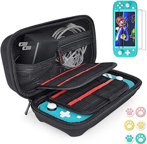 Image of daydayup Switch Case Compatible with Nintendo Switch Lite, Portable Travel Switch Lite Case with 16 Game Cartridges, Protective Hard Shell Pouch for Switch Lite Accessories, Black
