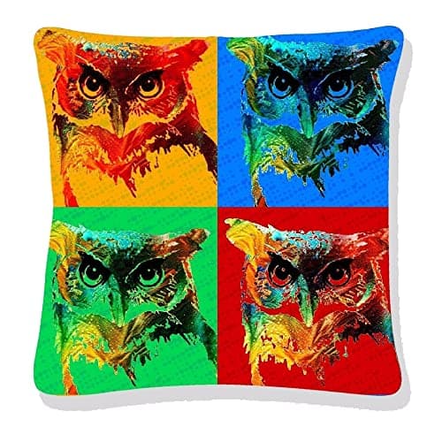 Image of ED Pop Art Cushion Covers Digital Printed 45 x 45cm Polyester Sofa Car Bed Home Pillow Colourful Abstract Decor Dog/London/Portrait Design (Owl)