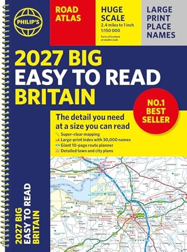 Image of 2027 Philip's Big Easy to Read Road Atlas of Britain (A3 Spiral): The detail you need at a size you can read (Philip's Road Atlases)