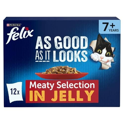 Image of FELIX As Good As it Looks Senior 7+ Meat in Jelly Wet Cat Food 12x85g (Pack of 4)