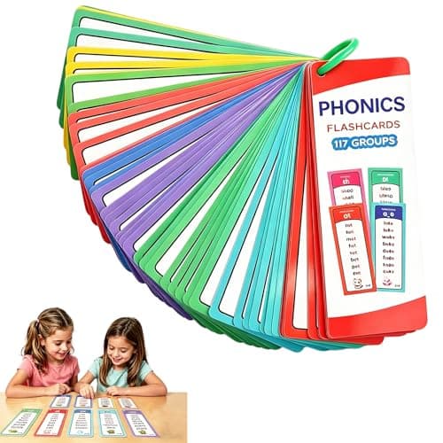Image of Phonics Flash Cards, 1000 Words Flash Cards, 60 Double-sided Cards Words Game, Talking Alphabet Toddler Flash Cards-Letters,Digraphs,Trigraphs,Blends & Tricky-Words Phonics Flashcard Teaching for 3+