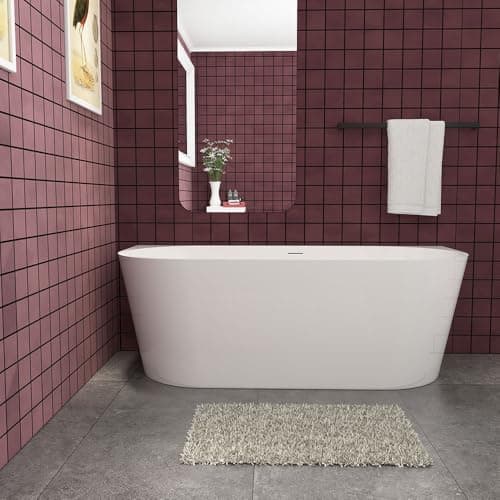 Image of Acezanble Modern 1700x800mm Designer Back to Wall Double Ended Bath Acrylic Bathtub