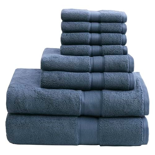 Image of Madison Park SIGNATURE 800GSM 100% Cotton Luxurious Bath Towel Set, Slate Blue, Multi-Sizes