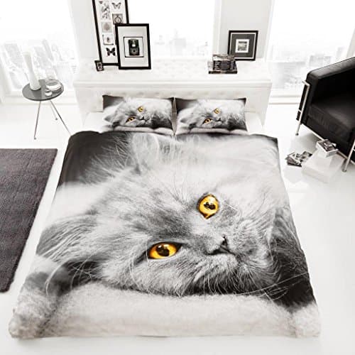 Image of GC GAVENO CAVAILIA 3D WILDLIFE CAT Bed Set with Duvet Cover and Pillow Case, Polyester-Cotton, Multi, Double
