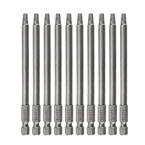 Image of Saipor 10pcs SQ2 100mm Magnetic Drill Bit Set - Hex Shank Square Screwdriver Bit Set - Robertson Square Drive Bits for Pocket Hole Jig