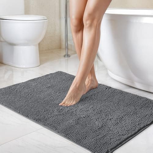 Image of Emma Barclay Noodle Soft Touch Non-Slip Bathroom Rug in Graphite - Shower Mat 40x60cm