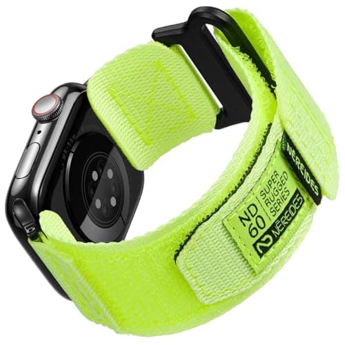 Image of Nereides Compatible with Apple Watch Straps Series 11 10 9 8 7 6 5 4 SE 3/2/1 Ultra 3/2/1, Nylon Sport Replacement Band for iWatch Strap 46mm 45mm 44mm 49mm (L, Fluorescent Green)