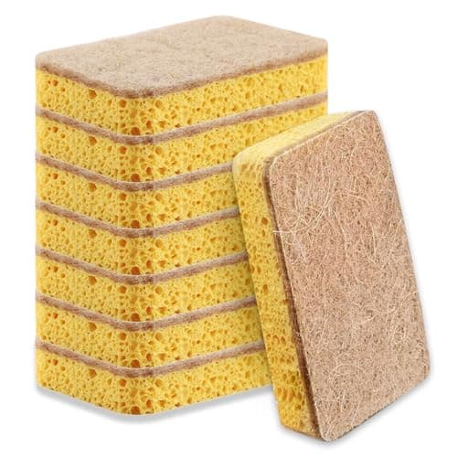 Image of 8 Pack Eco Sponges Washing up,Biodegradable Washing Up Scrubber Sponges, Reusable Kitchen Dish Sponge, Eco Sponge Scourers for Dishes & Heavy Cleaning