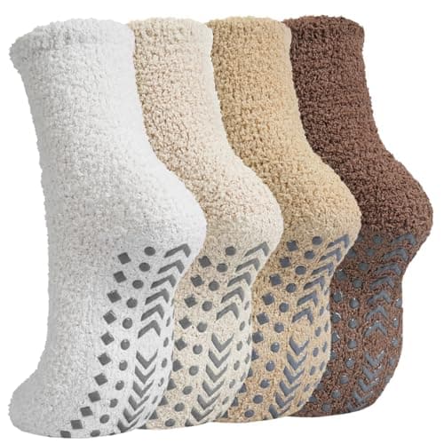 Image of Caldodo Women's Fluffy Slipper Socks, Winter Warm Thermal Bed Socks for Ladies and Girls, Cosy Fuzzy Fleece Non Slip Socks with Grippers for Home Floor Sleeping
