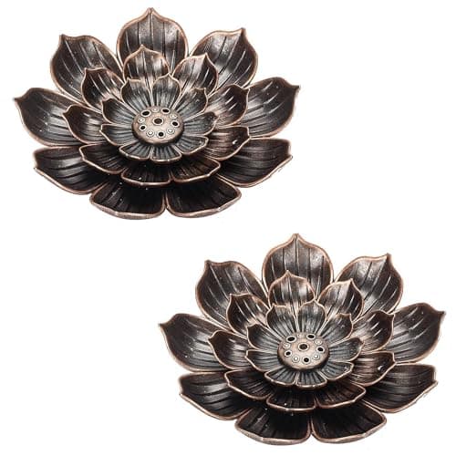 Image of 2 Pcs Lotus Incense Holder, Incense Burner Holder With Removable Ash Collector, For Meditation Home Bedroom Yoga Room Tea House