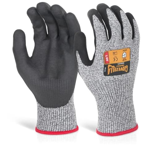 Image of Beeswift Glovezilla Nitrile Palm Coated Glove Cut Proof/Tear Resistance Safety Gloves Personal Protective Equipment Work Gloves PPE Workwear – Grey - XX-Large