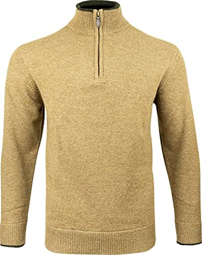 Image of JACK PYKE Ashcombe 100% Lambswool Long Sleeve Zip Knit Jumper Pullover Barley Large