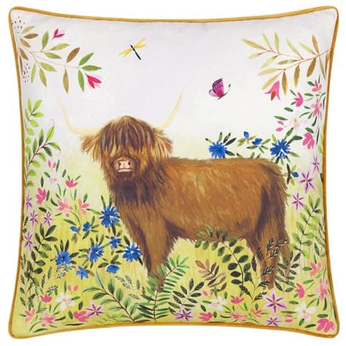Image of Evans Lichfield Daisy Hill Agnes Printed Polyester Filled Cushion - Multicolour/Tan - 45x45cm