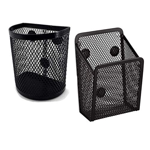Image of Vetoo 2 Pack Mesh Storage Basket Organizer, Magnetic Pen & Pencil Holder for Refrigerator, Whiteboard, Locker Accessories, Office Supplies