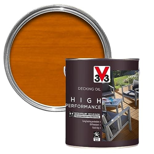 Image of V33 High Performance Decking Oil - Long-Lasting Weather Protection - Anti-Slip - Water-Repellent - UV-Resistant - Light Oak 2.5 Litres
