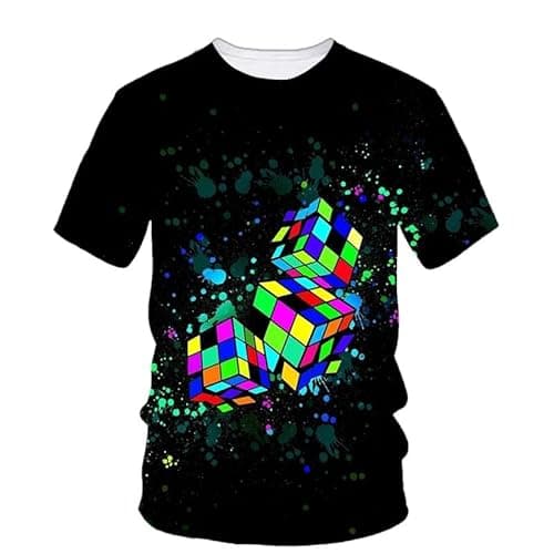 Image of JIFENLI Unisex 3D Print t-Shirts Rubik Cube 3D Printing T Shirt Man Summer O-Neck Short Sleeve Top Casual Tee Loose Streetwear Harajaku