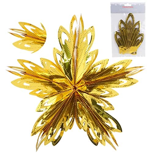 Image of Christmas Concepts® 16” (1.3ft) Large Foil 3D Star Hanging Decoration – Christmas Trimming (Gold)