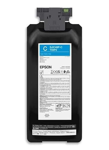 Image of Epson SJIC48P-C Cyan Ink Cartridge (Original) for Colorworks C8000 - Part Number CMK-C13T55P240