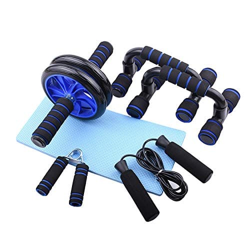 Image of ENERJ Fitness Invention Ab Roller Wheel AB Wheel Roller Kit with Push-Up Bar Jump Rope Hand Gripper Home Workout Equipment