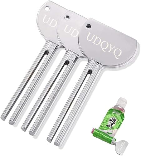 Image of UDQYQ 3 pieces tube squeezer, stainless steel tube squeezer, metal toothpaste squeezer, tube dispenser, save toothpaste, creams, paint, ointment, no more mess and waste. (Silver)