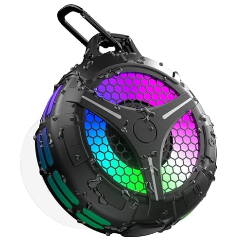 Image of Oritzan Shower Speaker Bluetooth Waterproof IPX7, Portable Speakers Wireless Bluetooth, Stereo Bass, RGB Lights, 360 Surround Sound, TWS, 15W Clear Sound, Built-In Mic for Bathroom Outdoor