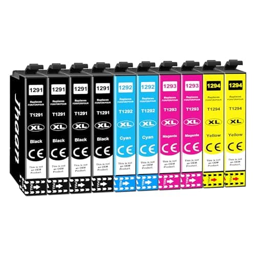Image of 129XL ink cartridge compatible with Epson T1291 T1292 T1293 T1294 for Workforce WF3520 Stylus SX235w SX435w sx445w Stylus Office bx635fwd bx320fw bx305f bx3055 fw bx625fwd bx525wd 10 Pack