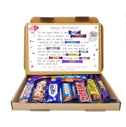 Image of Personalised Poem Birthday gift Treat Box Hug in a box, hamper Sweet gift, thank you Present for all ages Him/Her - Mum