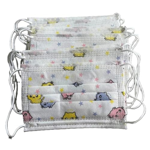 Image of EuroMarksGlobal 10‑Pack Kids Disposable 3‑Ply Face Masks with Cute Kitten Design – Breathable Protective Masks with Elastic Ear Loops for Nose & Mouth Coverage