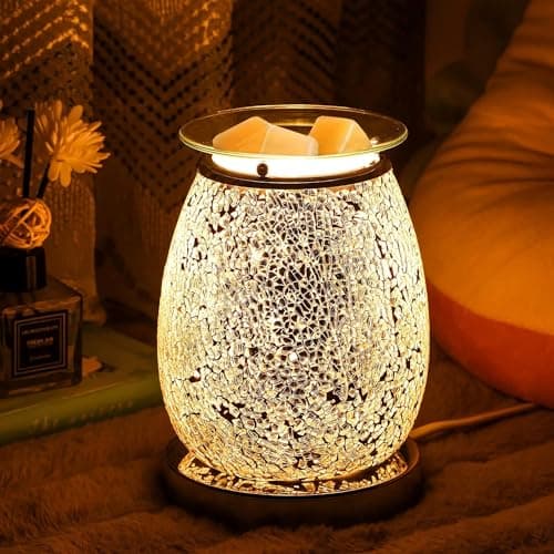 Image of Makimoo Stunning Electric Wax Melt Burners, Oil Burner, Wax Warmer, Night Light Oil Lamp for Home Decoration (Silver Mosaic)