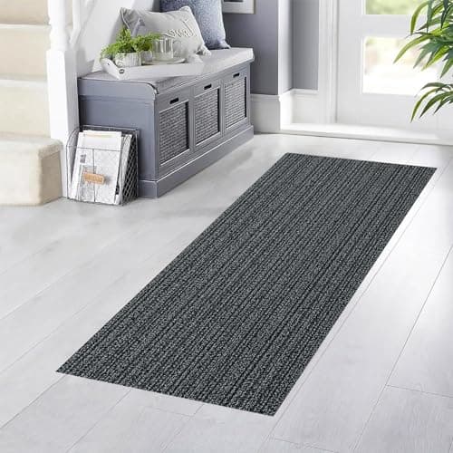 Image of YANHONG Hallway Hall Runner Narrow Rugs 70 x 330 cm Extra Long Non Slip Welcome Carpet Mat Heavy Duty Non-Slip Rubber Back, for Standing Desk, Kitchen, Office, Black
