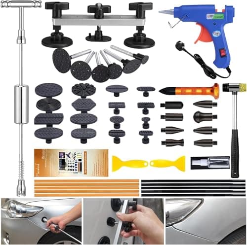 Image of Manelord Car Body Dent Puller, Dent Repair Kit with Slide Hammer T bar and Silver Bridge Dent Puller for Auto Dent Removal