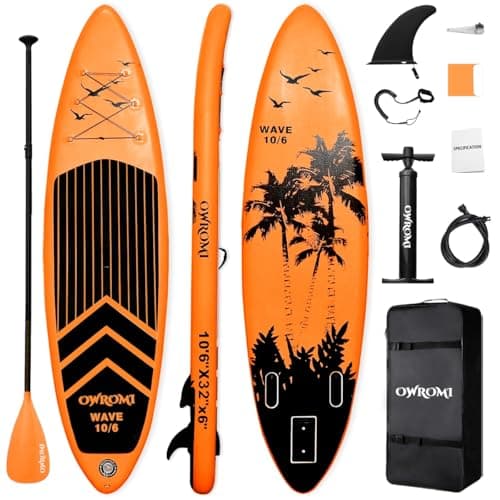 Image of Inflatable Stand Up Paddle Board 10'6"/32"6",SUP Surfboard for All Skill Levels Paddleboards with oar/Pump/Backpack/FootRope/Tail Fin/Waterproof Bag/Repair Kit