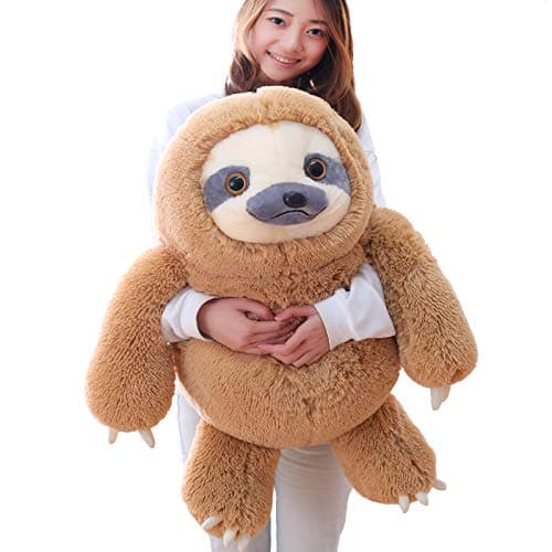 Image of Winsterch Cuddly Soft Toy Large Stuffed Animal Teddy Baby Doll Birthday Gifts, Plush Soft Sloth Toy (Brown, 27.5 inches)