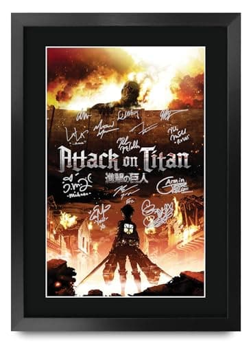 Image of HWC Trading Attack on Titan Japanese Anime Gifts Printed Signed Autograph Poster for TV Memorabilia Fans - A3 Framed