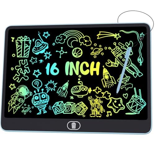 Image of Electight 16 Inch Light Up LCD Writing Tablet, Colorful Doodle Scribbler Pad with Lock & Delete Function, Writing Board for Kids Age 3-9 Year Old Girls Boys, Learning Gift & Educational Toys - Blue
